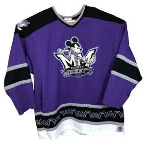 Walt Disney World Mighty Mickeys Hockey Jersey Mens XXL TTG Vintage Purple